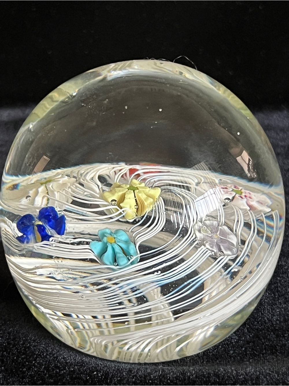 Vintage Murano Glass Italy Milleflori Swirl Paperweight